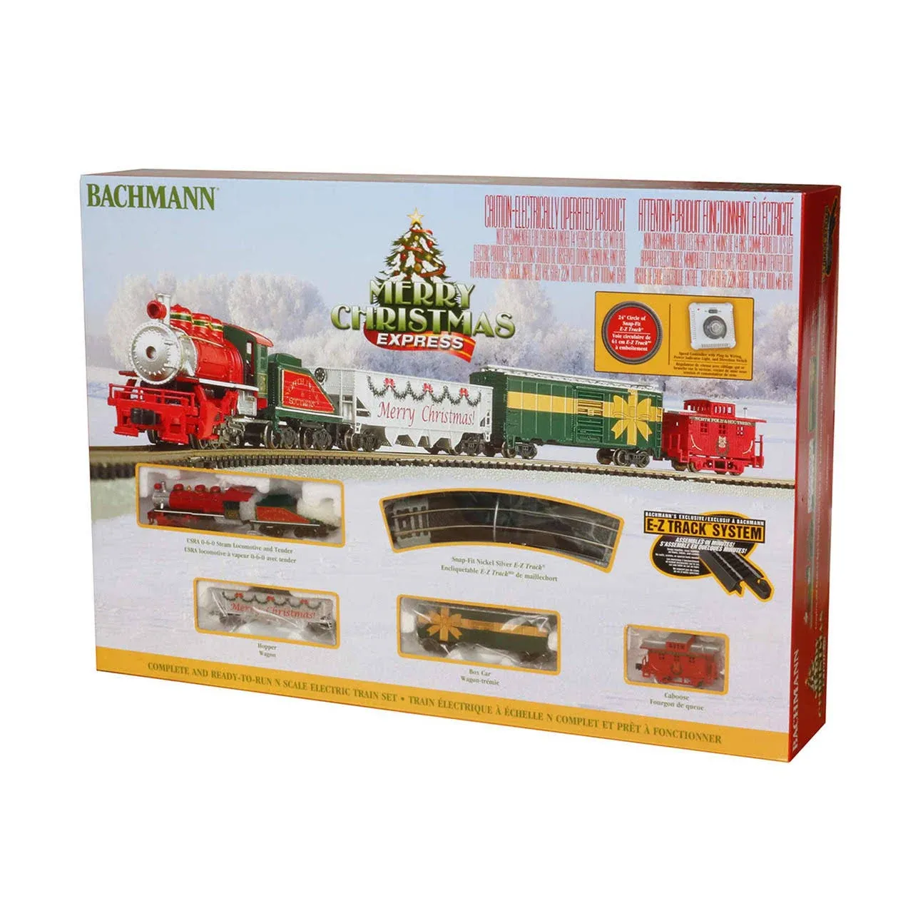 Bachmann Trains - Merry Christmas Express Ready to Run Electric Train Set - N Scale, Multi Color