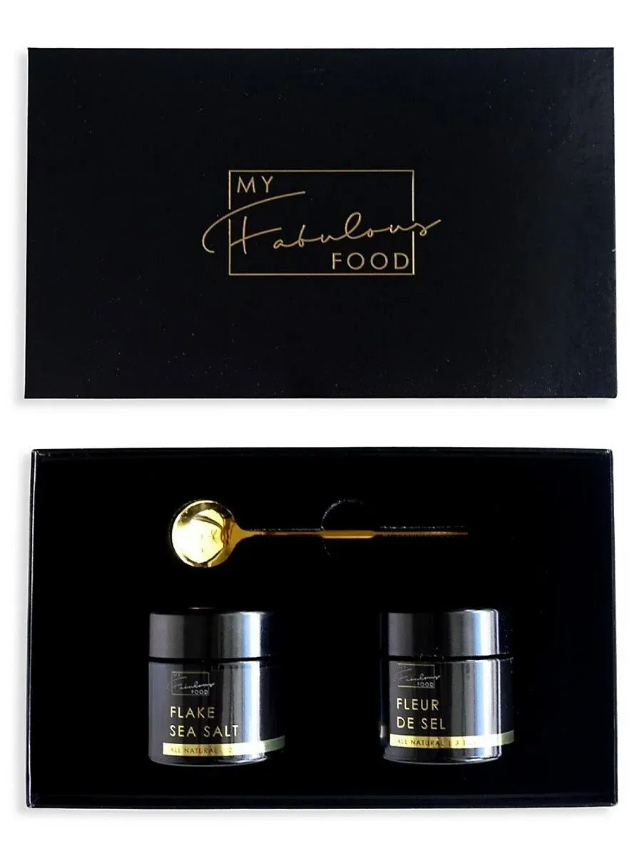 My Fabulous Food Flake & Fleur de SEL Sea Salt Gift Set in Black and Gold