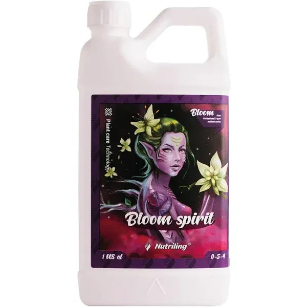 Blooming Fertilizer for Flowers - Orchid, Rose, Hibiscus, Hydrangea, Bougainvillea or as Flower Bloom Fertilizer Indoor Outdoor Garden Liquid Plant Food - Bloom Spirit PK 0-5-4 32 OZ Nutriling