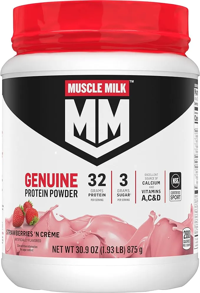 Muscle Milk Genuine Protein Powder, Strawberries, 1.93 Pounds, 12 Servings....