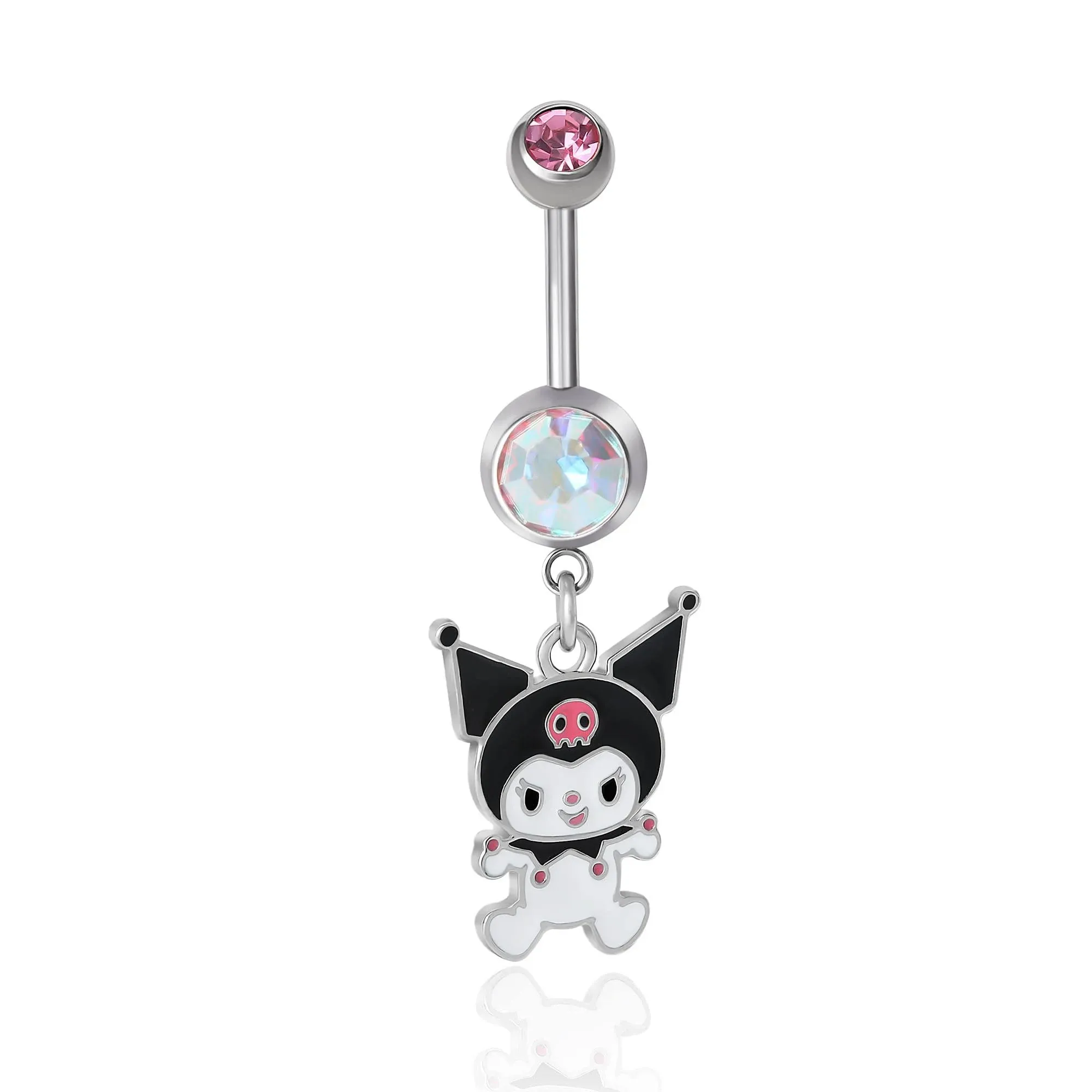 Hello Kitty Belly Button Ring 14g Stainless Steel Kawaii Belly Button Piercing Jewelry, Sanrio Official License