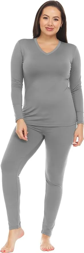 Thermajane Long Johns Thermal Underwear for Women Fleece Lined Base Layer Pajama Set Cold Weather