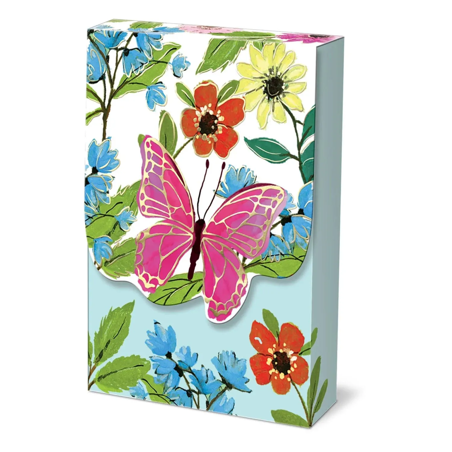 Full Bloom Butterfly Pouch Note Cards Set of 10 Blank Cards with Envelopes in Magnetic Closure Box