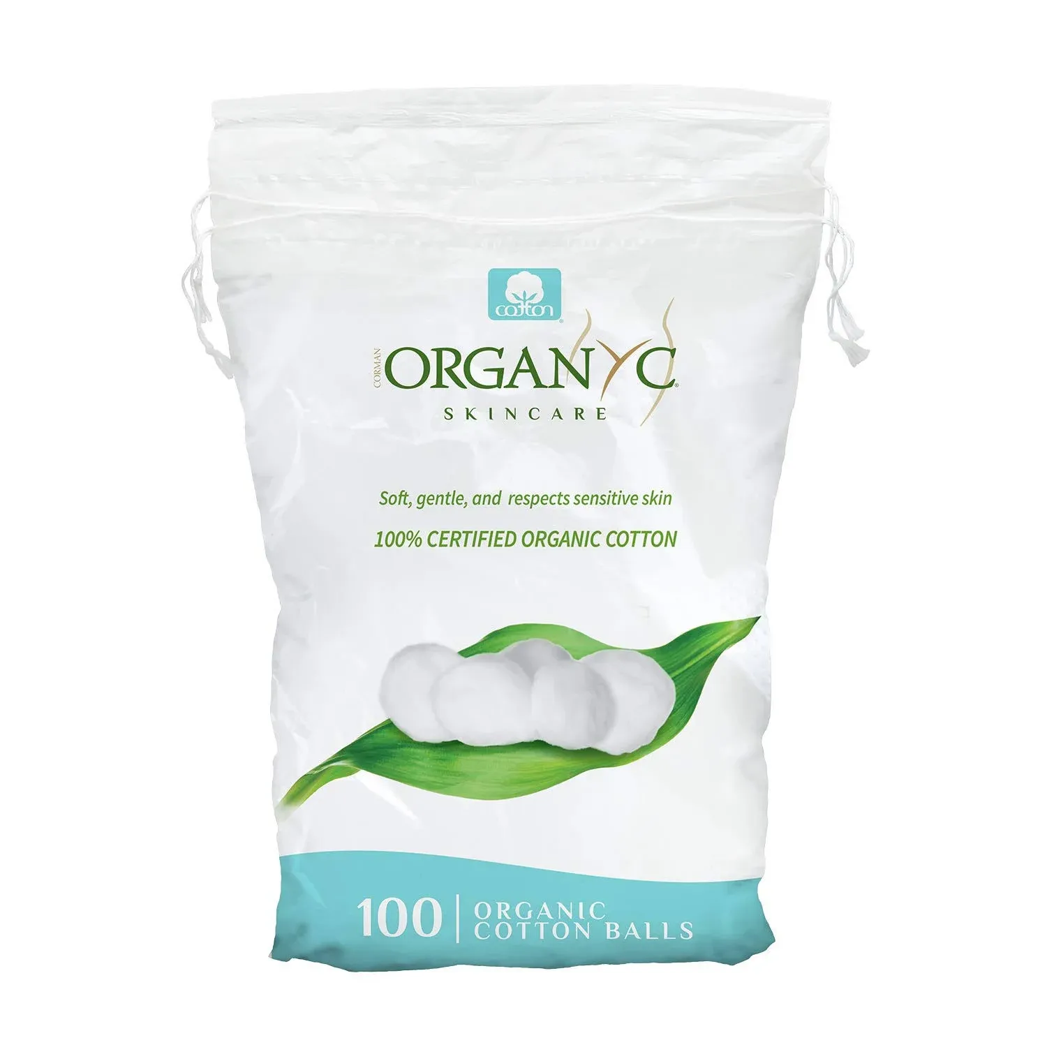 Organyc 100% Organic Cotton Balls for Sensitive Skin, 100 Count