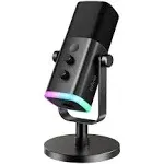 FIFINE XLR/USB Dynamic Microphone for Podcast Recording, PC Computer Gaming Streaming Mic with RGB Light, Mute Button, Headphones Jack, Desktop Stand, Vocal Mic for Singing YouTube-AmpliGame AM8