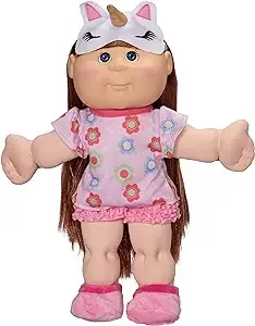 Cabbage Patch Kids Slumber Kid - 14 inch Cpk Doll - Removable Fashion and Accessories - Unicorn Mask & Pajamas - Brown Hair & Bl