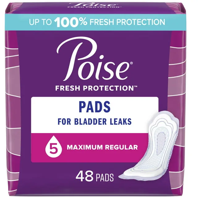 Poise Postpartum Incontinence Feminine Pads for Women - Maximum Absorbency