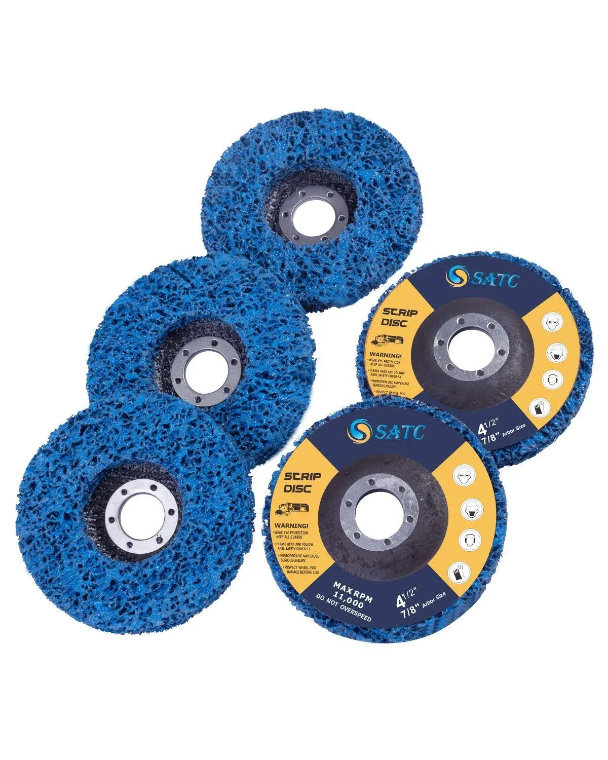 S SATC Strip Discs 5pcs Bule Stripping Wheel 4-1/2" x 7/8" Fit Angle Grinder Clean and Remove Paint Rust and Oxidation