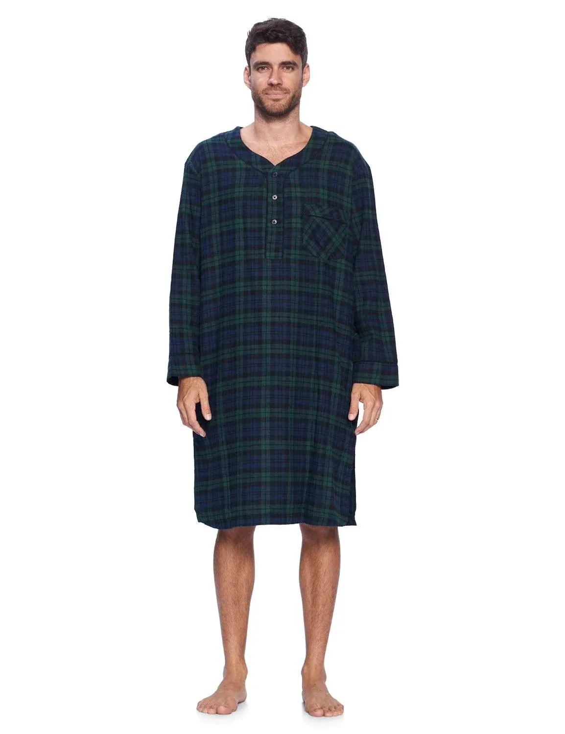 Ashford & Brooks Mens Flannel Long Sleeve Sleep Nightshirt