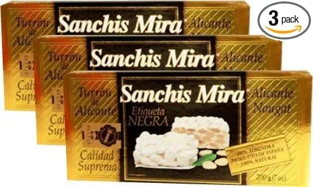 SANCHIS Mira Turron de Alicante 7 oz Just Arrived from Spain Pack of 3