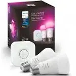 Philips Hue White and Color Ambiance Starter Kit - LED light bulb - shape: A19 - E26 - 9.5 W (equivalent 60 W) - warm to cool white light