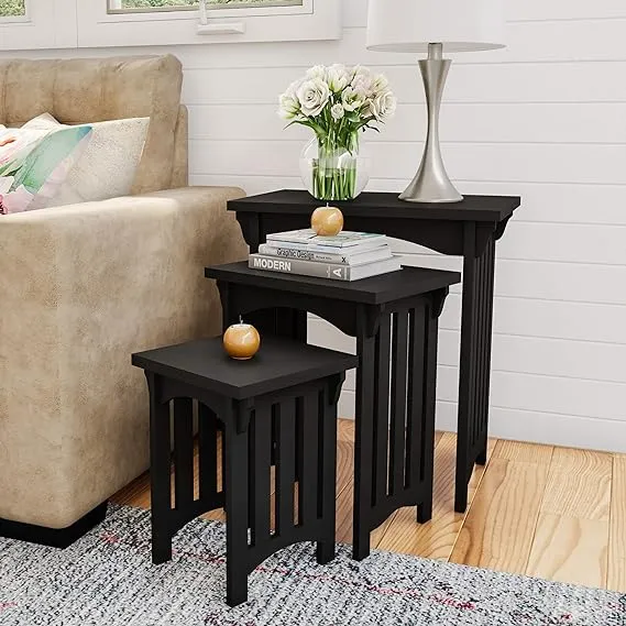 Nesting Tables-Set of 3 Traditional with Mission Style Legs for Living Room Coffee Tables