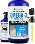 Omega 3 Fish Oil for Cats - Better Than Salmon Oil for Cats - Kitten + Cat Vitamins and Supplements - Cat Health Supplies - Cat Dandruff Treatment - Liquid Fish Oil for Pets - Cat Shedding Products