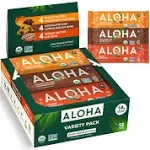 Aloha Organic Plant Based Protein Bars - 3 Flavor Variety Pack - 12 Count