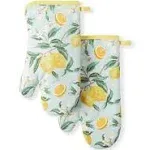 Martha Stewart Lemon Whimsy Oven Mitt 2-Pack Set, Yellow, 7"x13"