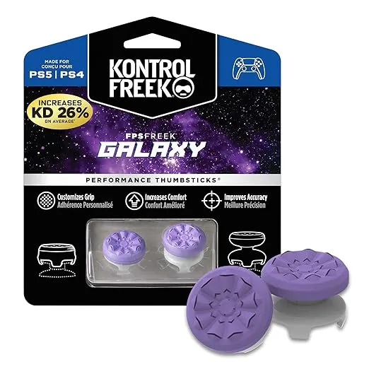 KontrolFreek FPS Freek Galaxy White for Playstation 4 (PS4) and Playstation 5 (PS5) | Performance Thumbsticks | 1 High-Rise, 1 Mid-Rise | White