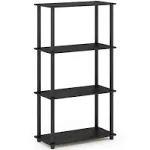 43.25 in. Americano/Black Plastic 4-shelf Etagere Bookcase with Open Back