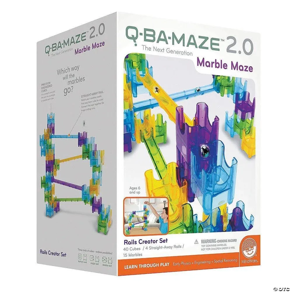 Q BA MAZE 2.0 Next Generation Marble Maze Rails Creator Complete 2016 Mindware