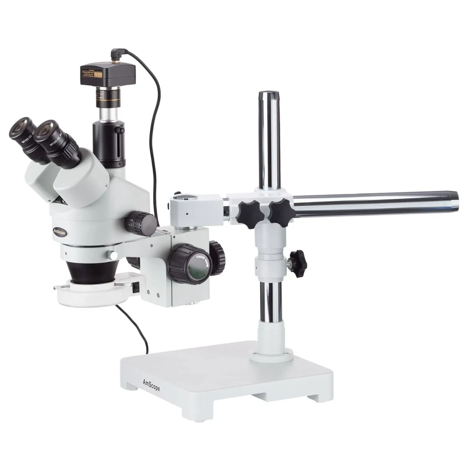 AmScope Trinocular LED Boom Stand Stereo Zoom Microscope