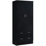 2-Door Armoire W/ 2-Drawers Clothing Rod Closet Wardrobe Storage 72x31.5x17&#034; New