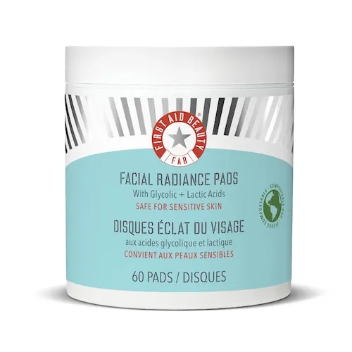 First Aid Beauty Facial Radiance Pads – Daily Exfoliating Pads with AHA that Help Tone & Brighten Skin – Compostable for Daily Use – 28 Pads