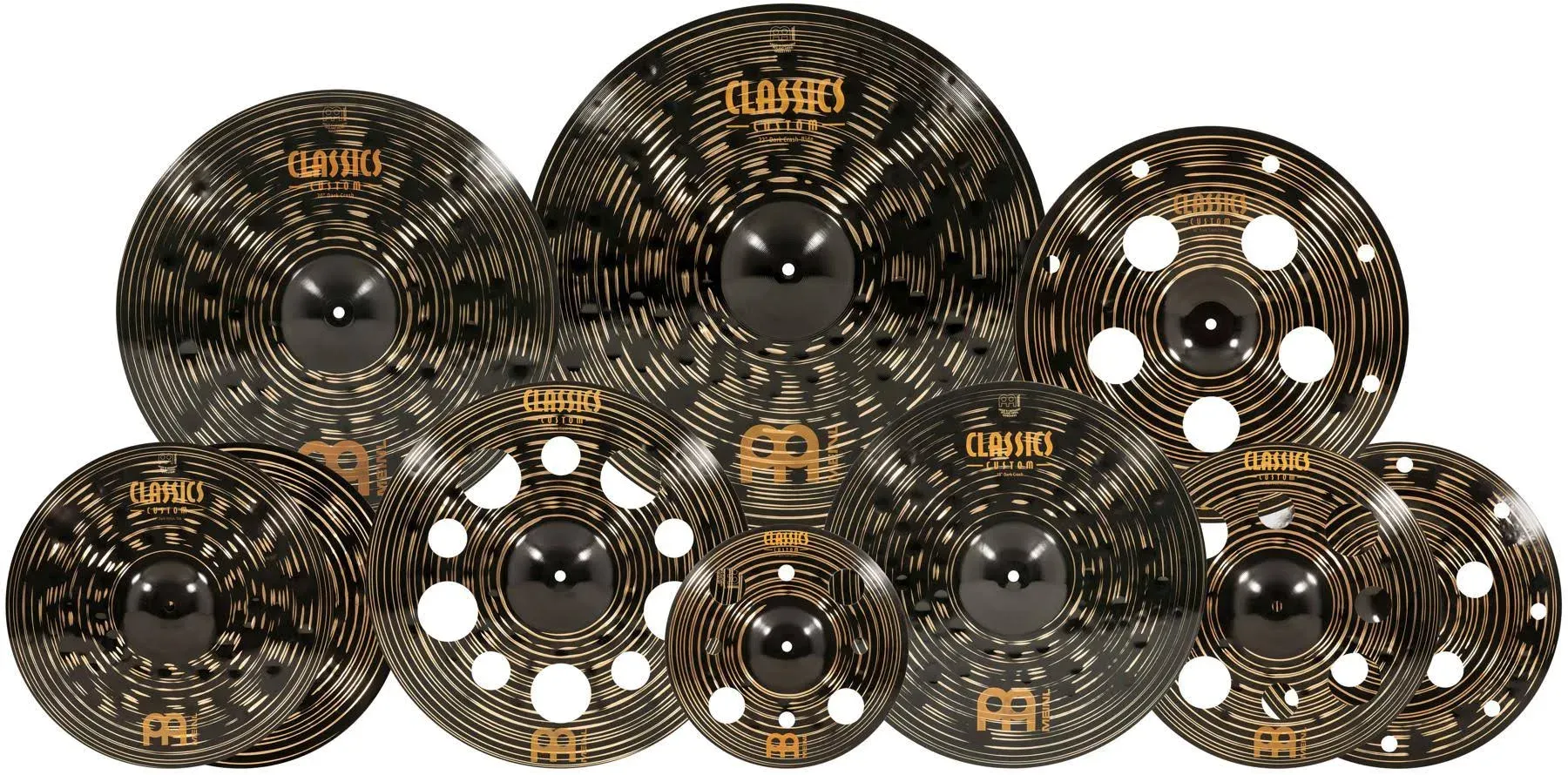 Meinl Cymbals Classics Custom Dark Ultimate Box Set for Drums, 8-pc 12/16/16/18/18/18/20/22-inch, Made in Germany (CCD-ES2)