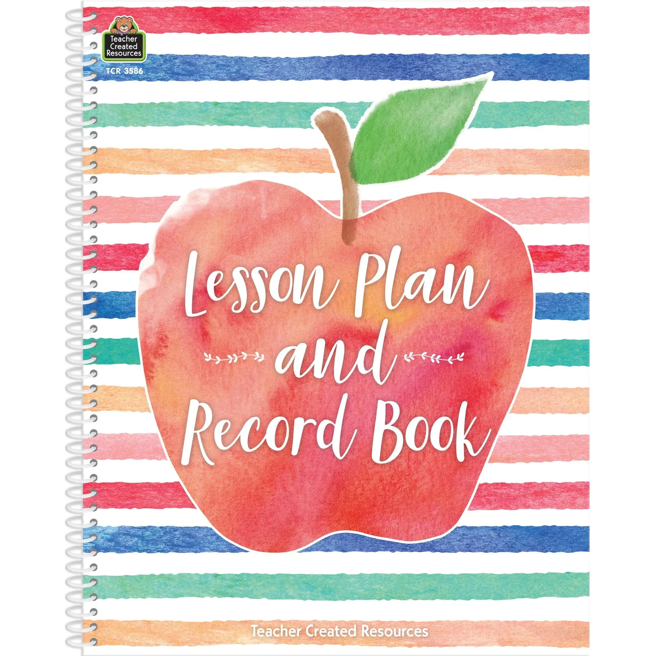 Teacher Created Resources Watercolor Lesson Plan and Record Book, 8.5 inches X 11 inches, White