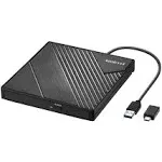 External DVD Drive USB 3.0 USB C CD Burner Amicool CDDVD -RW Optical Drive,Slim Portable DVD CD ROM Rewriter Writer Duplicator for Laptop Desktop P