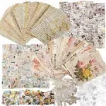 GNILLKO 300pcs Vintage Scrapbooking Supplies Scrapbook Paper Journaling Kit Aesthetic Decorative Craft DIY Stickers Kits for Bullet Journaling, Junk