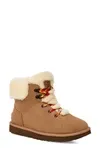 Shearling Lace-cord Suede Ankle Boots In Brown