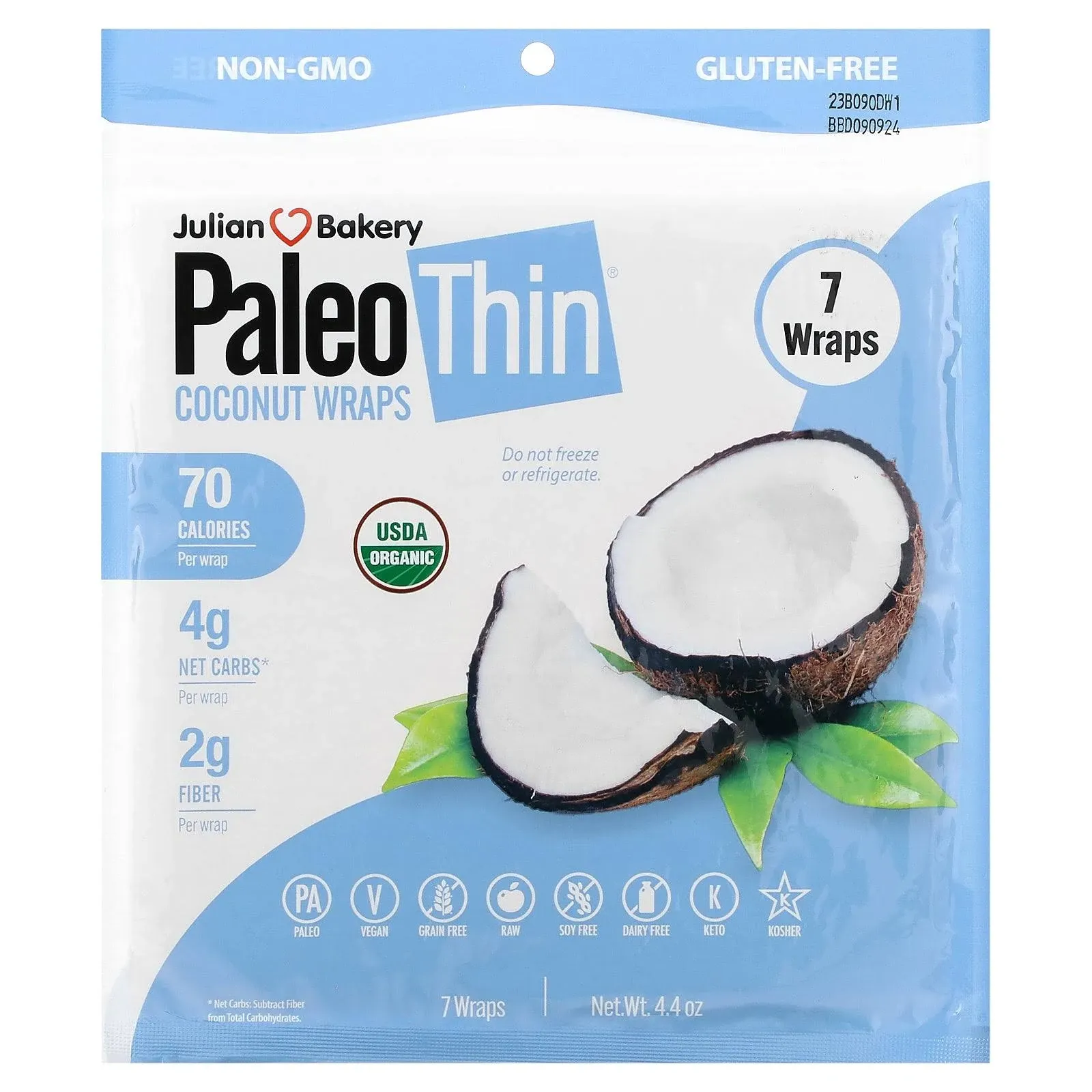 PaleoThin, Coconut Wraps, 7 Wraps, 4.4 oz