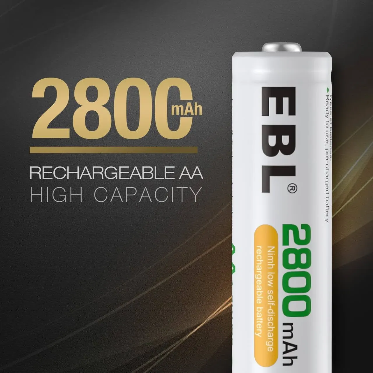 EBL AA Rechargeable Batteries,16-P<wbr/>ack Double a Battery (Procyco 2800Mah) with AA