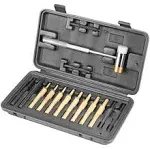  Gunsmithing Punch Set and Hammer with Brass, Hollow, Steel, Plastic 15pcs