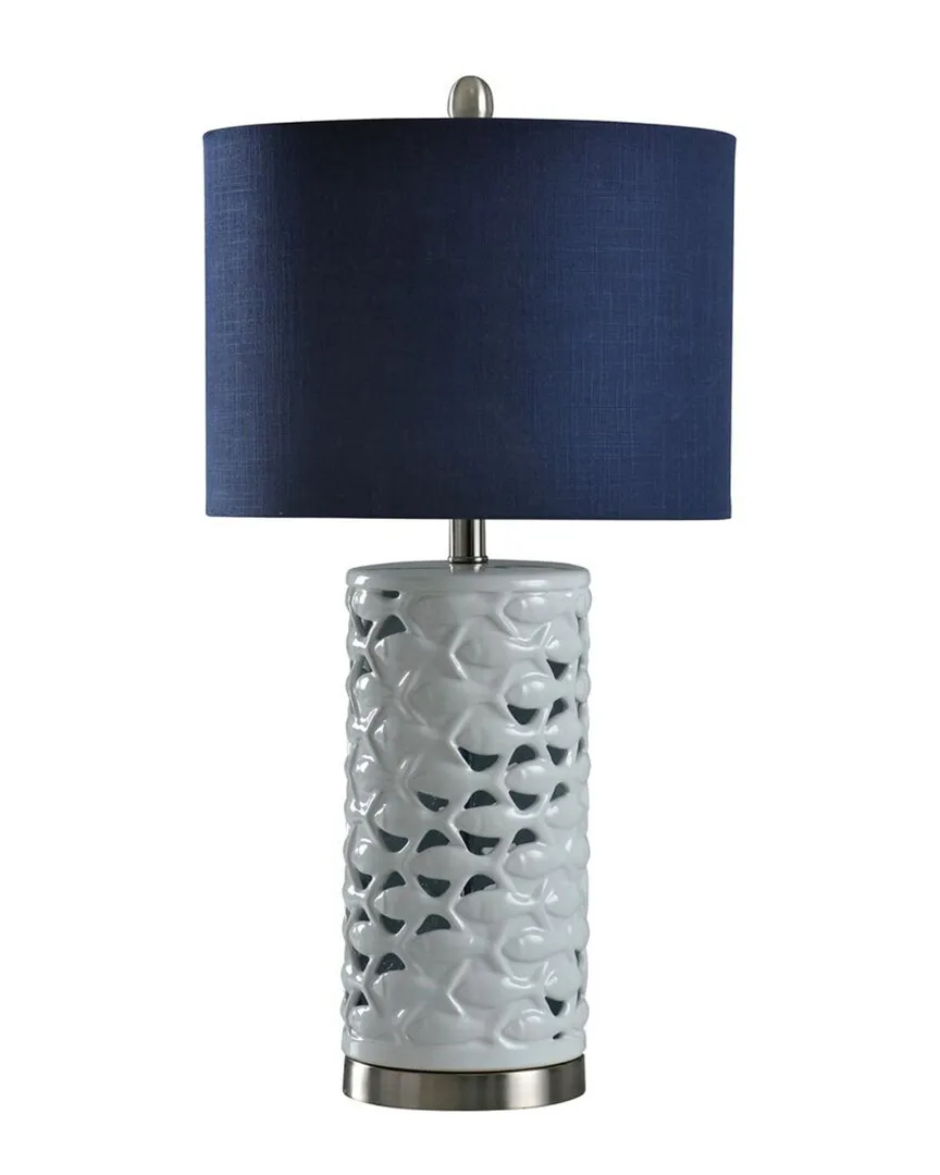 27in School Of Fish Cylindrical Table Lamp In White