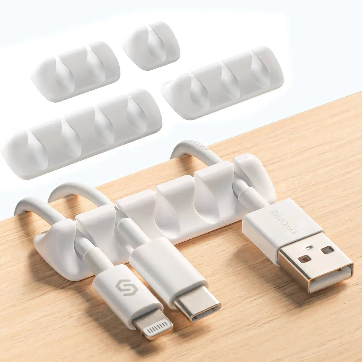 Syncwire Mini Cable Clip Holders 5 Pack White