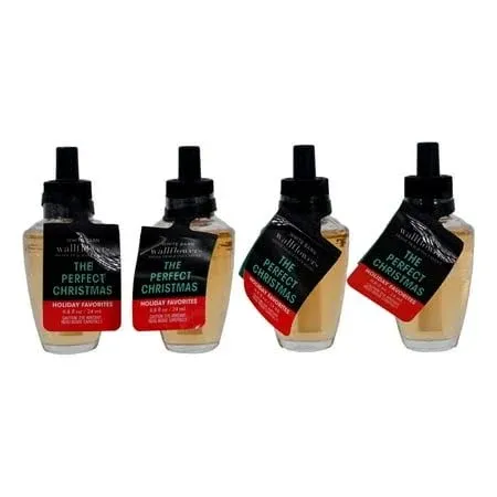 Bath and Body Works 4 Pack The Perfect Christmas Wallflowers Fragrance Refill 0.8 Oz.