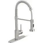 HGN Kitchen Faucet with Pull Down Sprayer,Commercial Single Handle Kitchen Sink Faucets for Farmhouse Camper Laundry Utility Rv Wet Bar Sinks Brushed