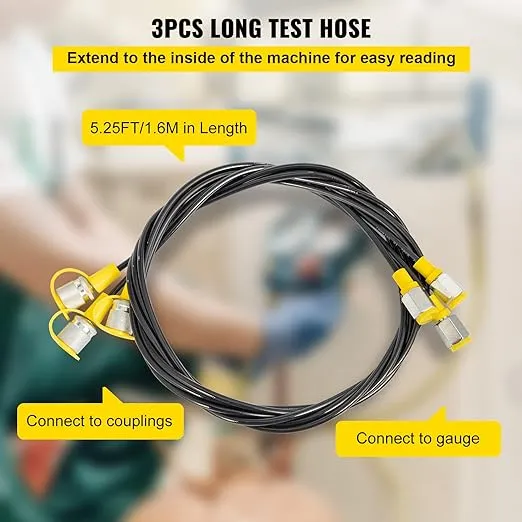 VEVOR Hydraulic Pressure Gauge Kit 25/40/60Mpa/9Couplings Excavator Parts Hydraulic Tester Coupling Hydraulic Pressure Test Kit for Excavator Construction Machinery