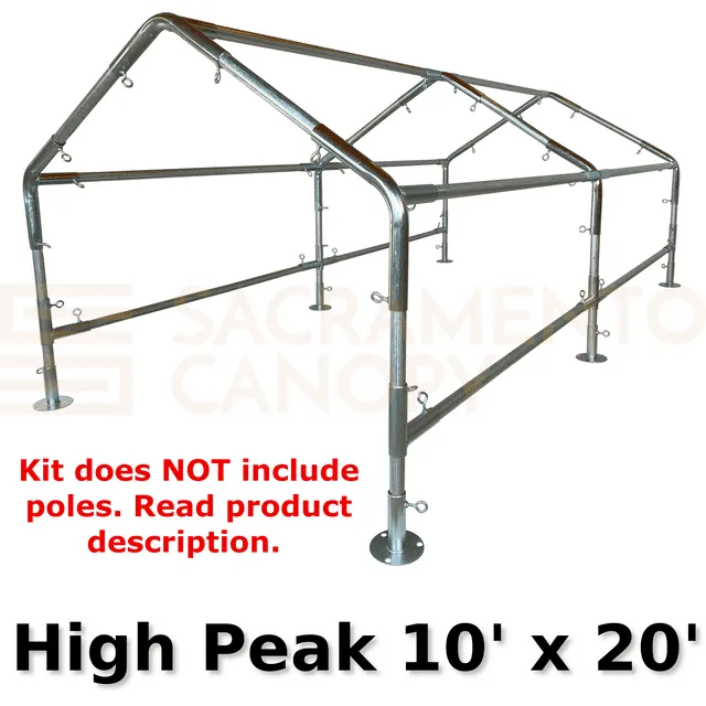 High Peak Canopy Fittings Kits (10' Wide) DIY Greenhouse, RV & Boat Carport, Shelter, Shade Structure, Vendor Booth, Tent, Steel Frame EMT Connector Parts, 1"