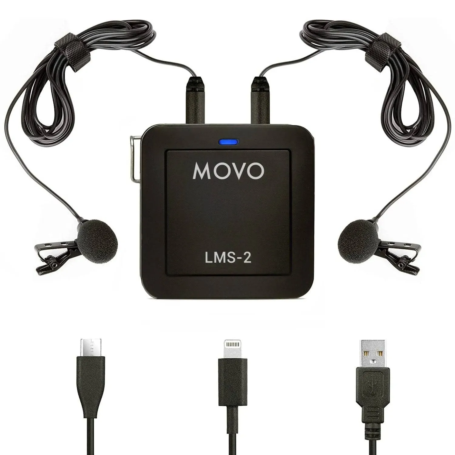 Movo LMS-2 Portable 2-Person Lavalier Microphone Interview System