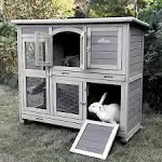 Aivituvin 47" Two Story Rabbit Hutch Bunny Cage with Wheels