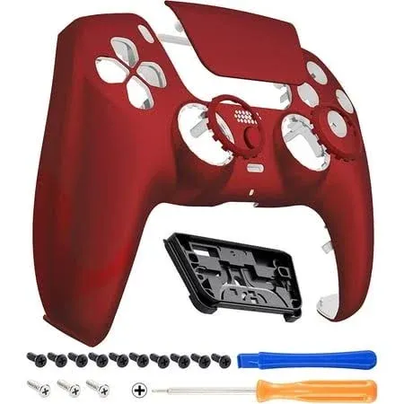 eXtremeRate LUNA Redesigned Replacement Front Shell with Touchpad Compatible with PS5 Controller BDM-010/020/030/040 - Scarlet Red