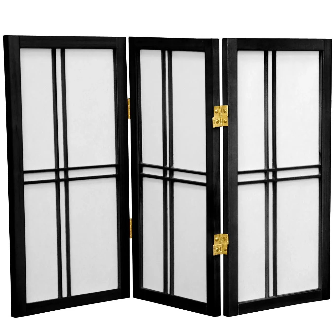 2 ft. Short Desktop Double Cross Shoji Screen - Black - 3 Panels