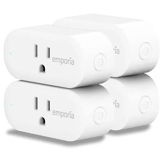 Emporia Smart Plug with Energy Monitoring | 15A Max / 10A Continuous | WiFi Smart Outlet | Mobile App | Alexa | Google | ETL Certified (Package of 2