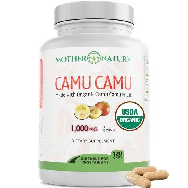 Organic Camu Camu Berry Capsules - Packed with Natural Vitamin C, Antioxidants