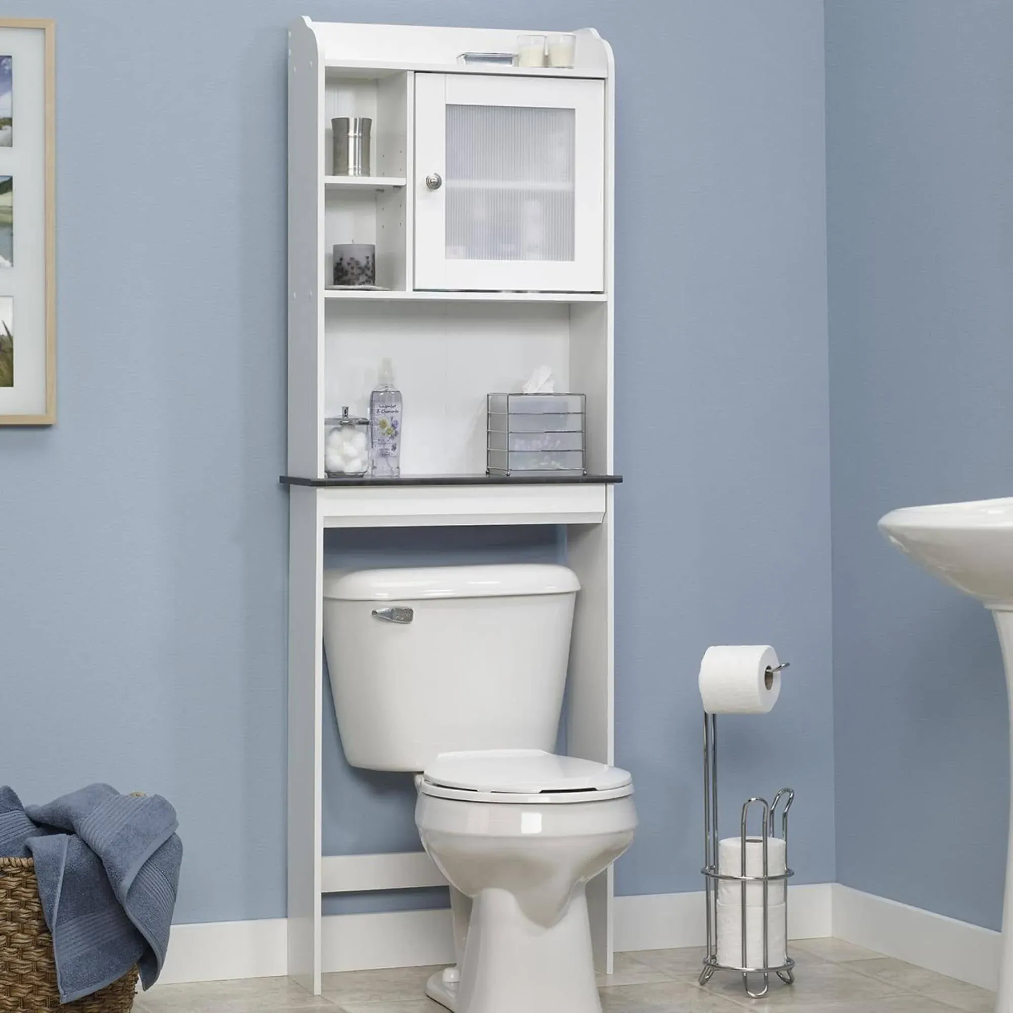 Sauder Caraway Engineered Wood Etagere in Soft White - Contemporary - Bathroom Cabinets - by Homesquare | Houzz