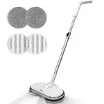 Cordless Electric Mop for Floor Cleaning, AlfaBot WS-24 Electric Spin Mop with Water Sprayer and LED Headlight, Lightweight & Rechargeable Scrubber for Hardwood Tile & Laminate Floors