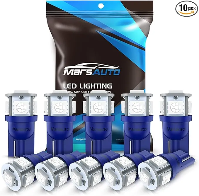 Marsauto 194 LED Bulb Blue 168 T10 2825 5SMD No Polarity Replacement Bulbs for C