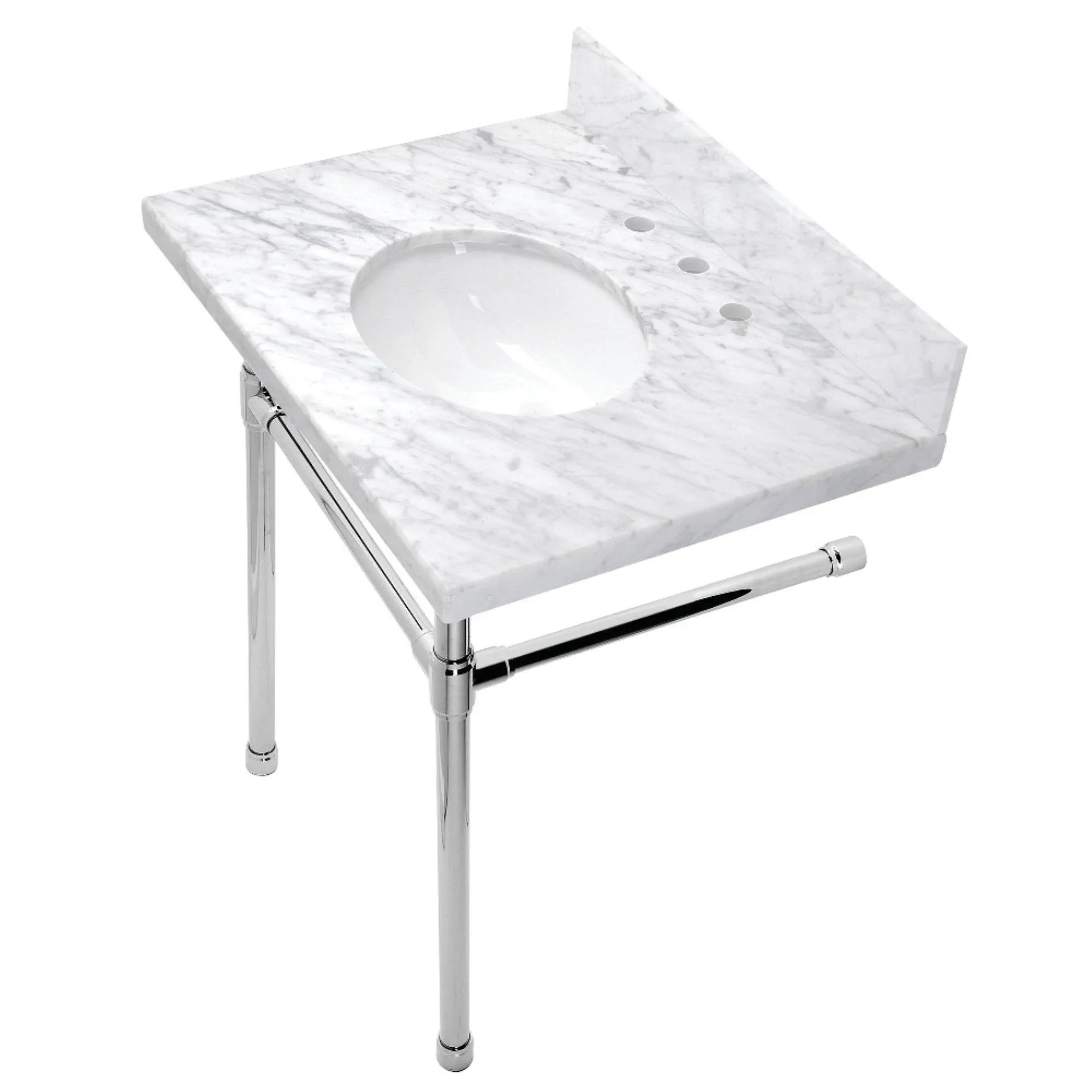 Kingston Brass KVPB30M81ST Dreyfuss 30" Console Sink Set, Marble White/Polished ...