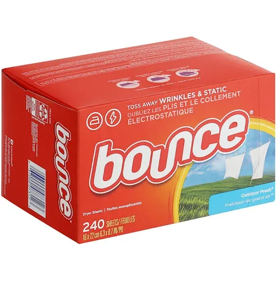 Bounce Dryer Sheets Laundry Fabric Softener, Outdoor Fresh, 240 Count